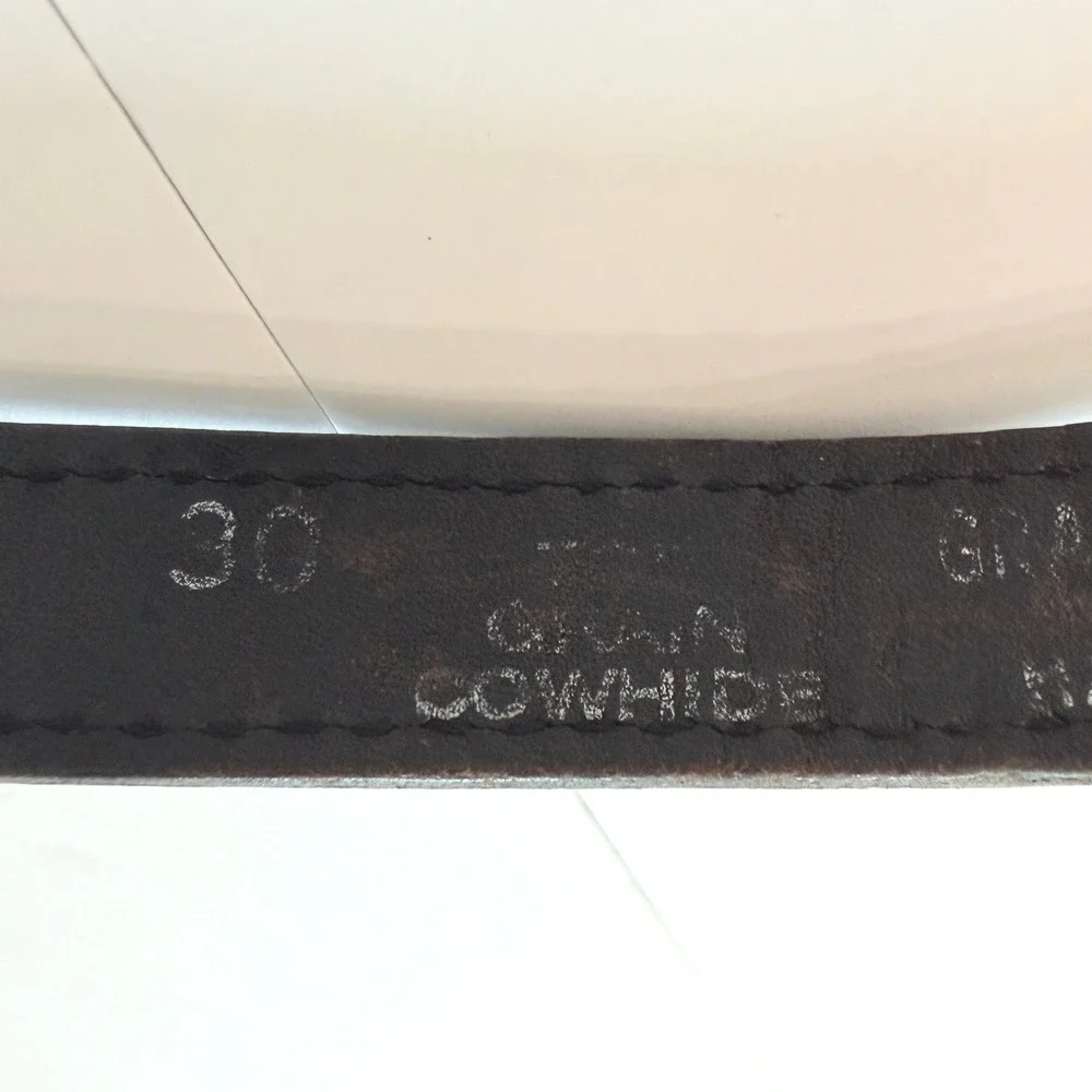 Vintage Hand Tooled Leather Western Belt 30 Zebra Hair Hide Concho Dark Brown
